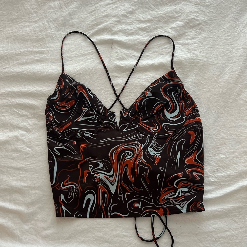 Marble Pattern Going Out Cropped Top